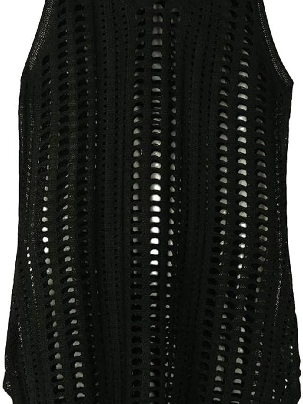 Ladder-stitch-look Pointelle-knit Dress -Pointelle Knit Mini Dress in Black